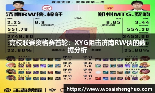高校联赛资格赛首轮：XYG阻击济南RW侠的数据分析